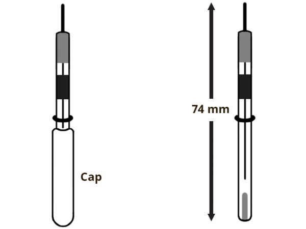 RRPEAGCL 74 mm Ag/AgCl LowProfile Reference Electrode Drawing